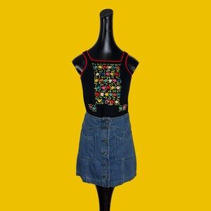 Black knit floral tank top